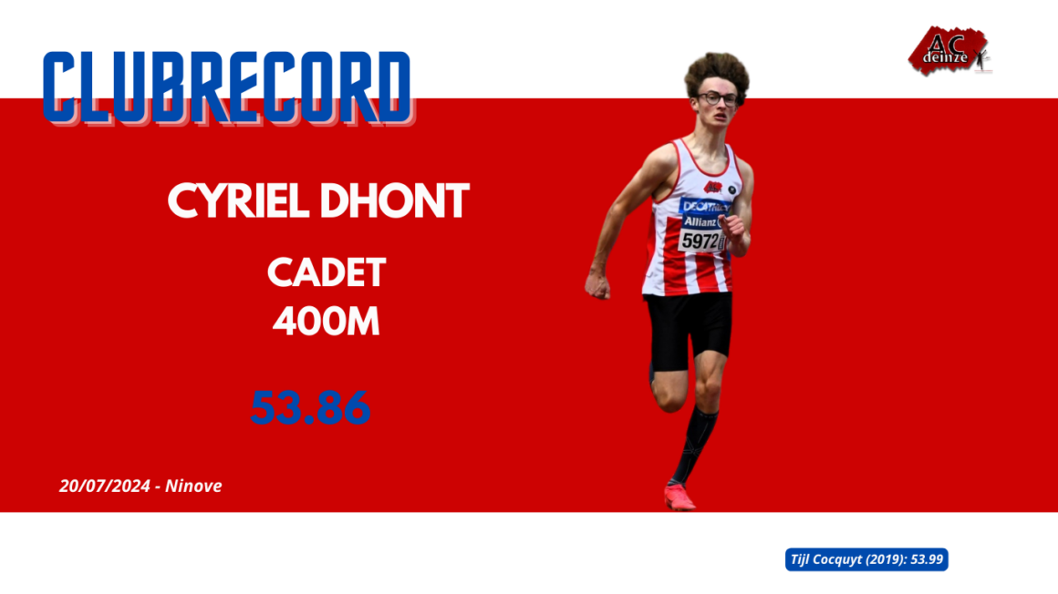 CLUBRECORD VOOR CYRIEL DHONT op de 400m – Flanders Cup Ninove